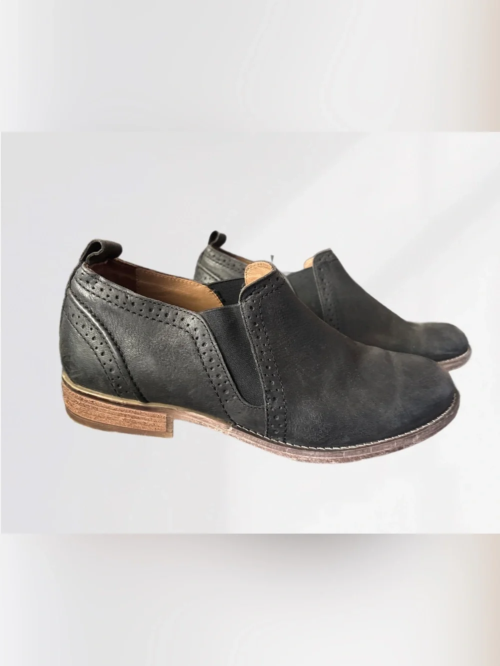 Josef Seibel Sienna 43 Black Slip-On Leather Ankle Bootie/Shoe Size 39 or 8.5